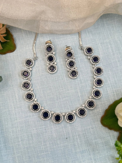 Luxurious White Stone Short Necklace Set 537 - Mahilas