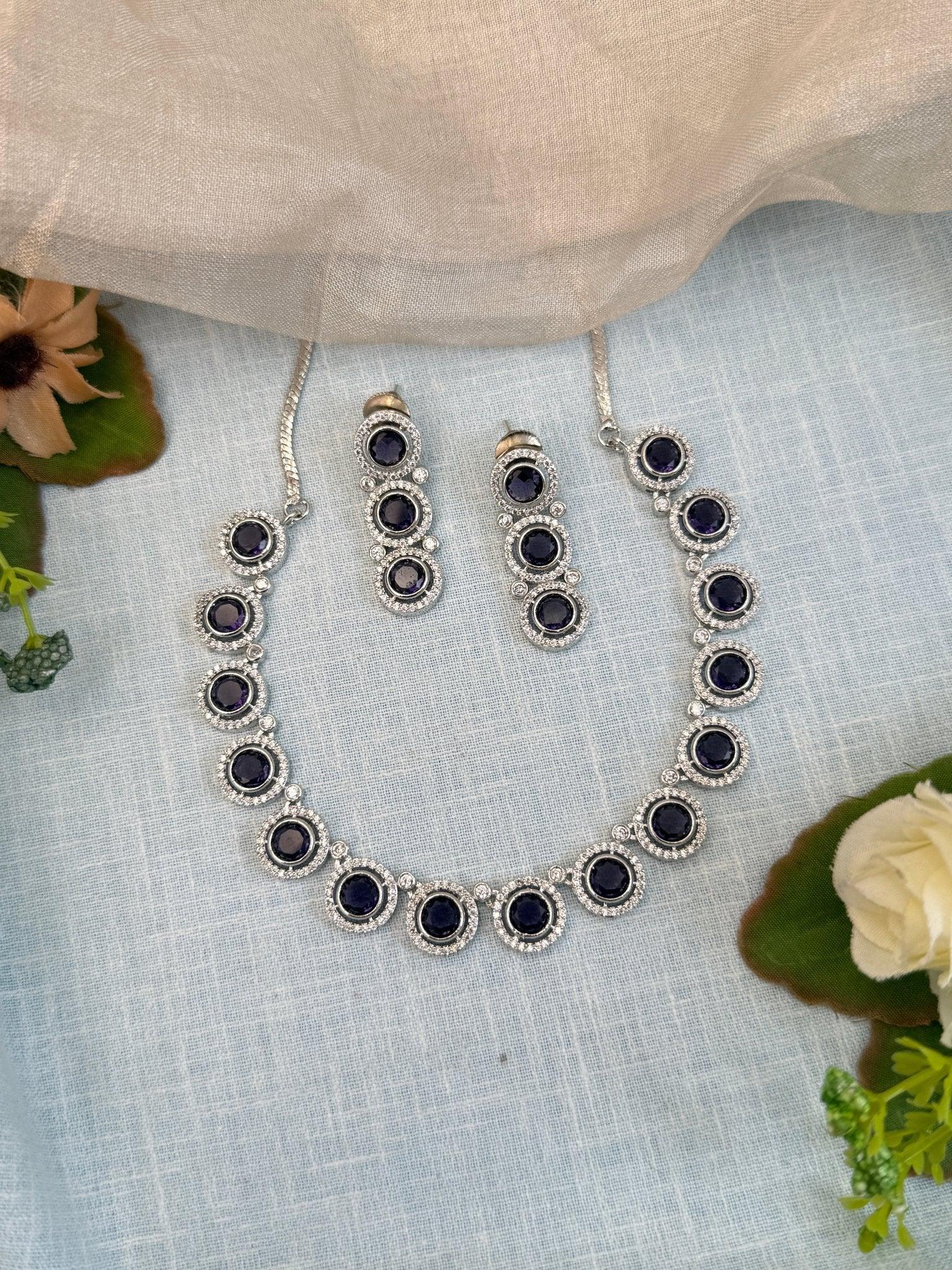 Luxurious White Stone Short Necklace Set 537 - Mahilas