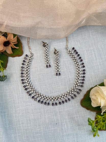 Luxurious White Stone Short Necklace Set 539 - Mahilas