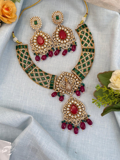 Luxurious White Stone & Victorian Necklace Set 516 - Mahilas