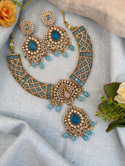 Luxurious White Stone & Victorian Necklace Set 516 - Mahilas