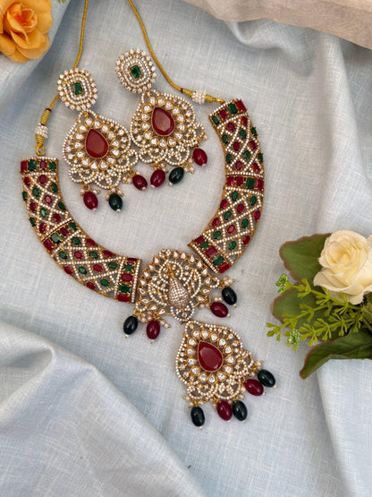 Luxurious White Stone & Victorian Necklace Set 516 - Mahilas