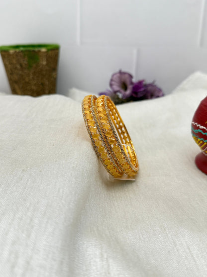 Luxury Stone Bangle Design Vajra - Gold Base - 13 Colors - Mahilas