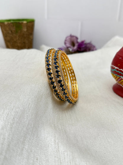Luxury Stone Bangle Design Vajra - Gold Base - 13 Colors - Mahilas