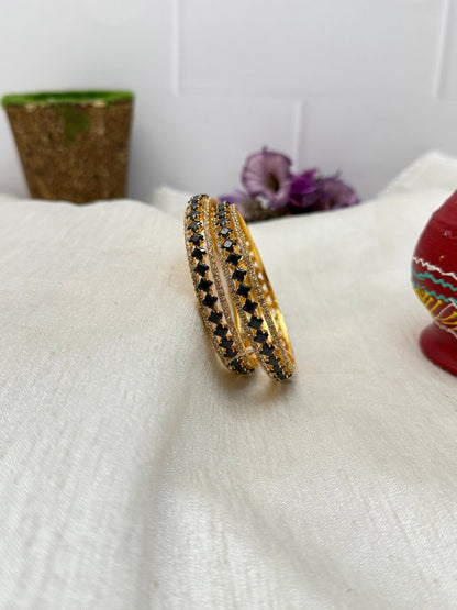 Luxury Stone Bangle Design Vajra - Gold Base - 13 Colors - Mahilas