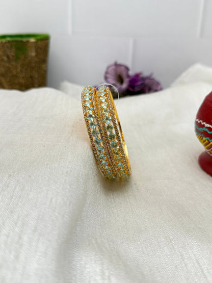 Luxury Stone Bangle Design Vajra - Gold Base - 13 Colors - Mahilas