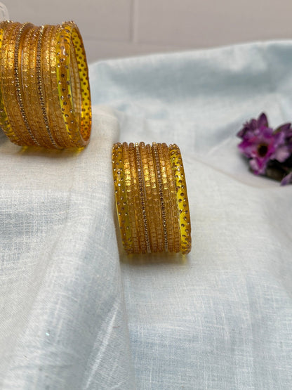 Matching Glass Bangles Set - Rain & Water Drop (12 Colour Options) - 5177 - Mahilas