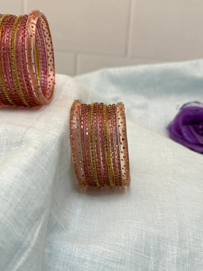 Matching Glass Bangles Set - Rain & Water Drop (12 Colour Options) - 5177 - Mahilas