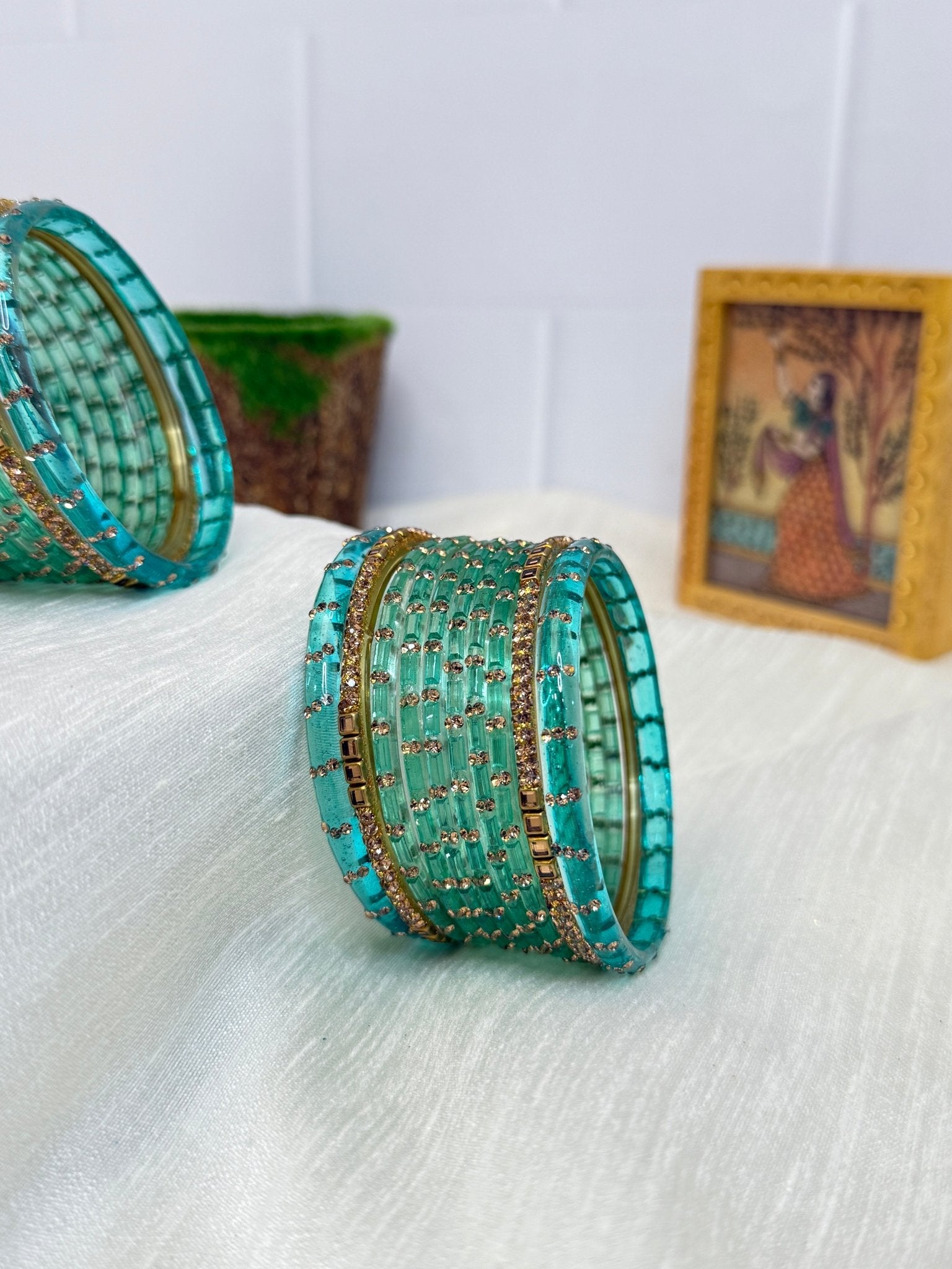 Matching Glass Bangles Set - Water Drop Design (10 Colours to Choose) - 5117 - Mahilas