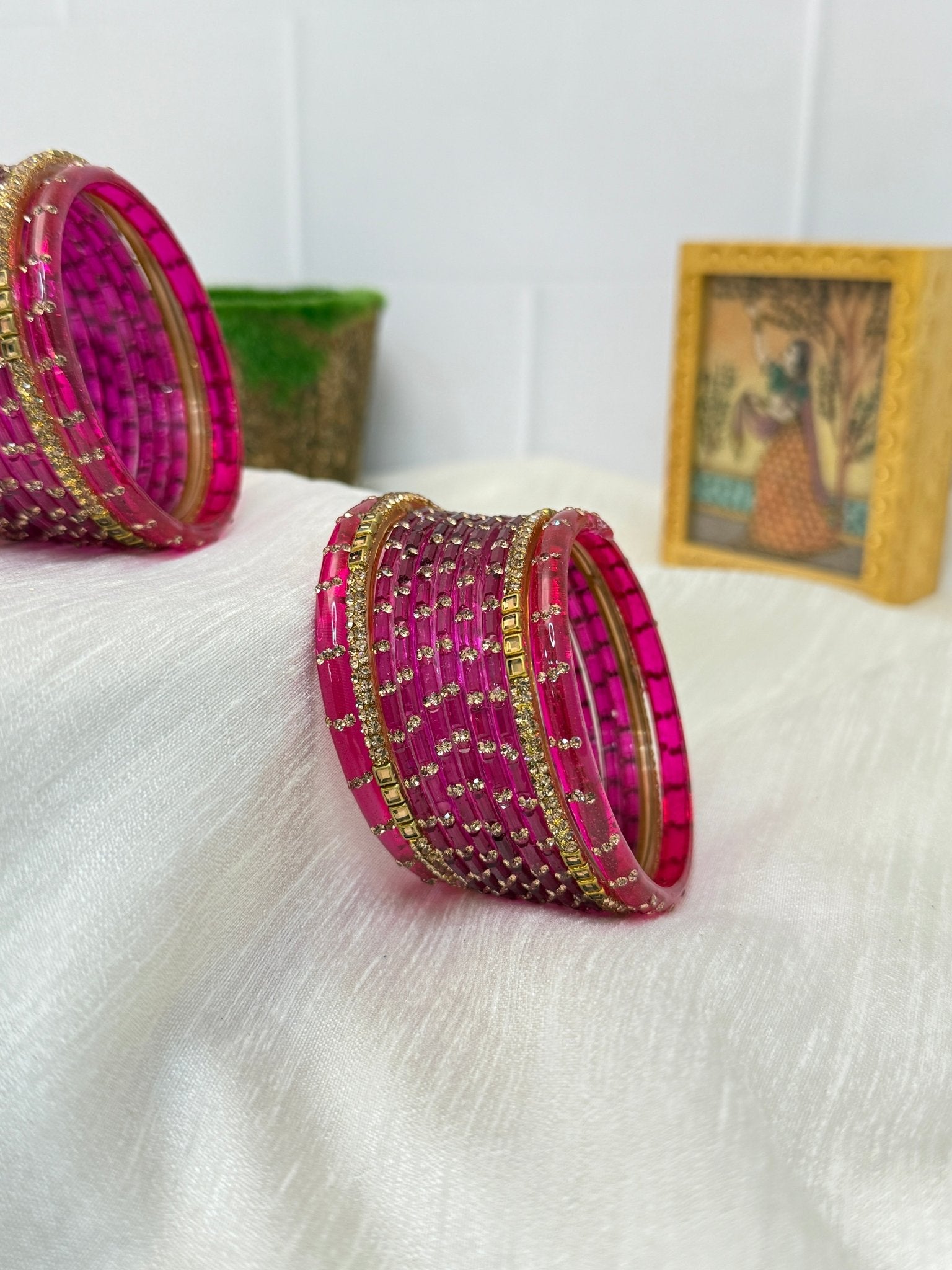 Matching Glass Bangles Set - Water Drop Design (10 Colours to Choose) - 5117 - Mahilas