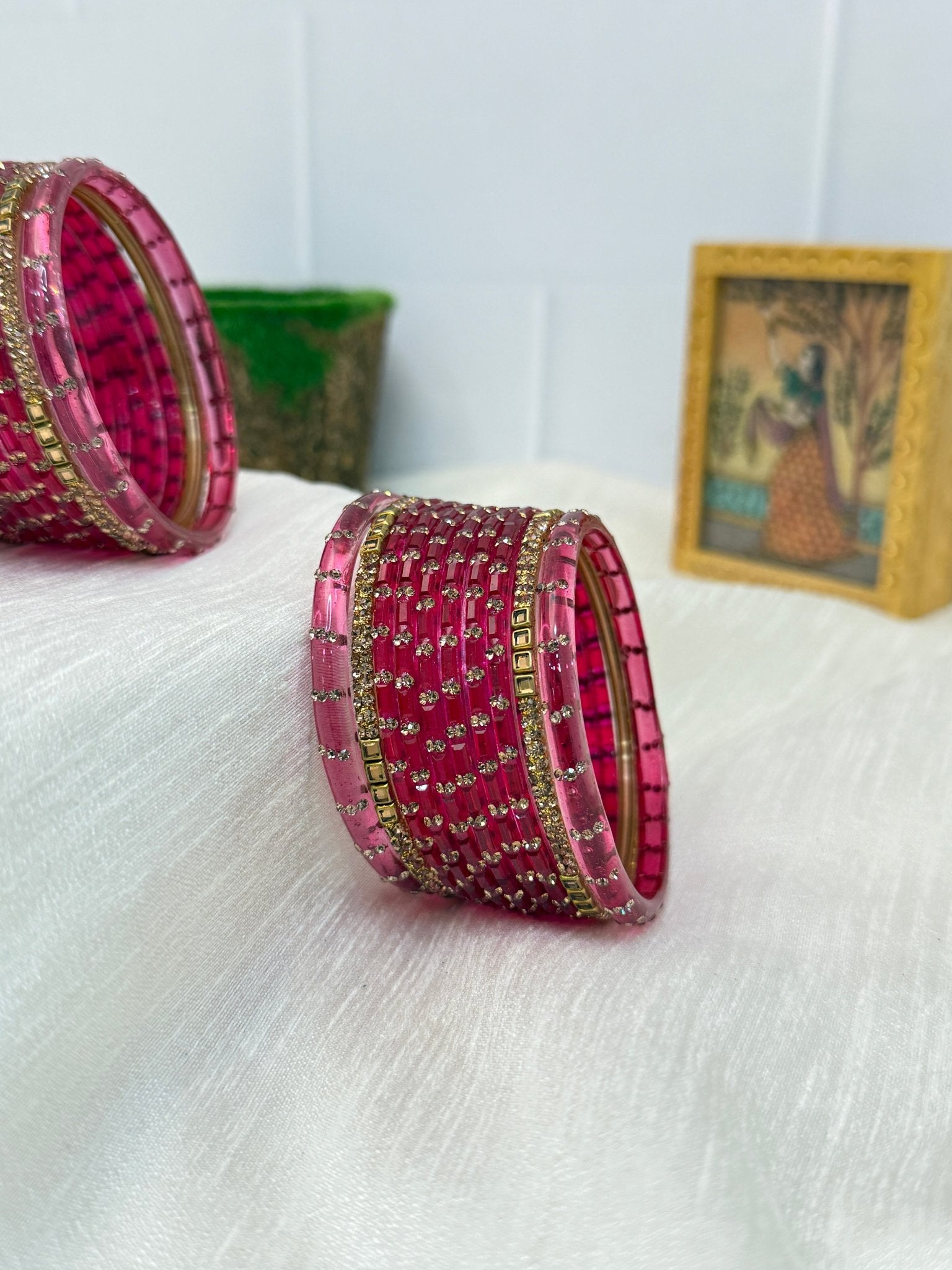 Matching Glass Bangles Set - Water Drop Design (10 Colours to Choose) - 5117 - Mahilas