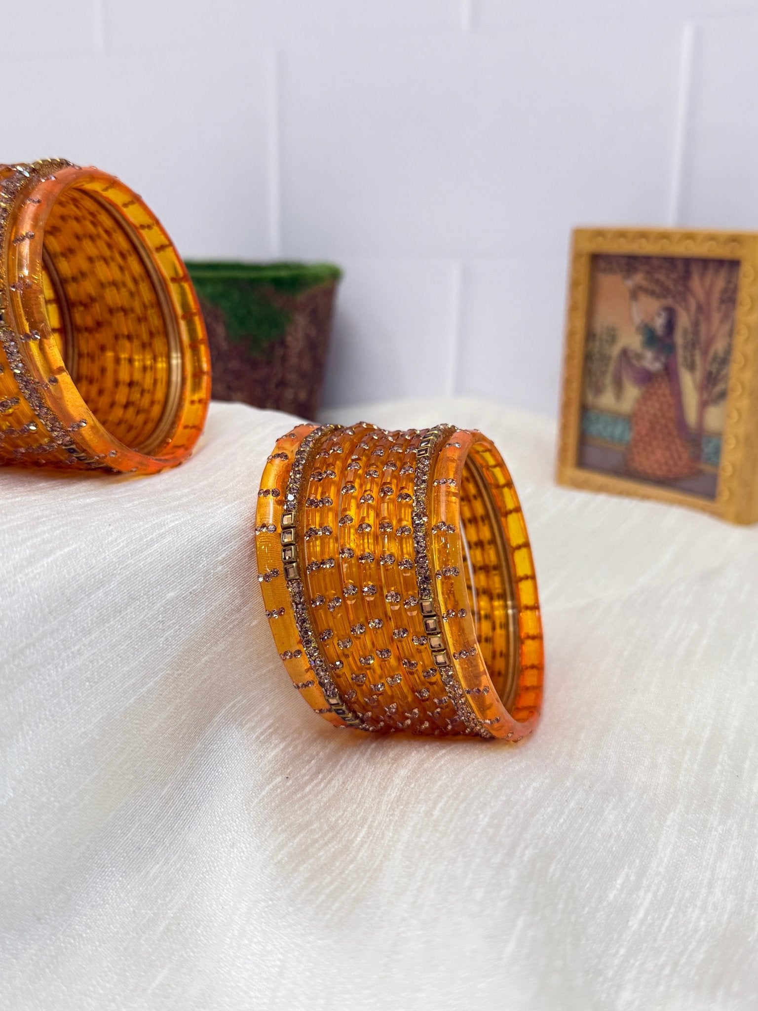 Matching Glass Bangles Set - Water Drop Design (10 Colours to Choose) - 5117 - Mahilas