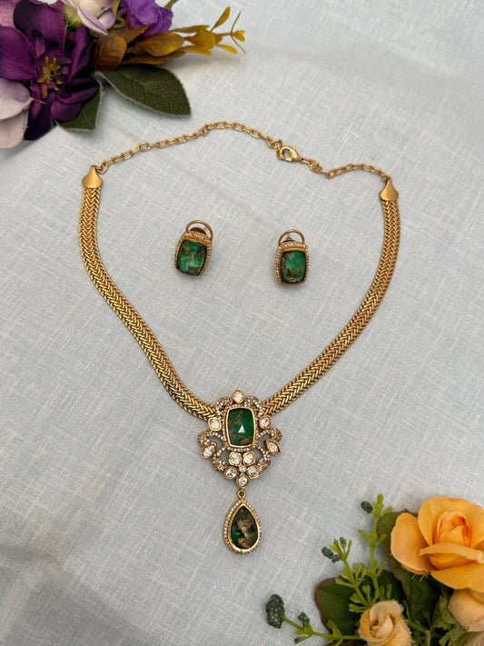 Mossanite Kundan Necklace 1077 - Mahilas