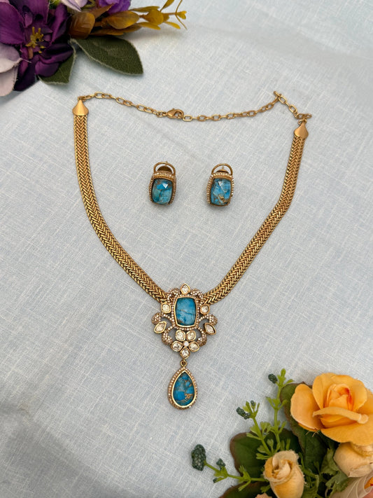 Mossanite Kundan Necklace 1078 - Mahilas