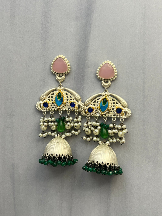 Oxidised Meenakari Earrings 6754 - Mahilas