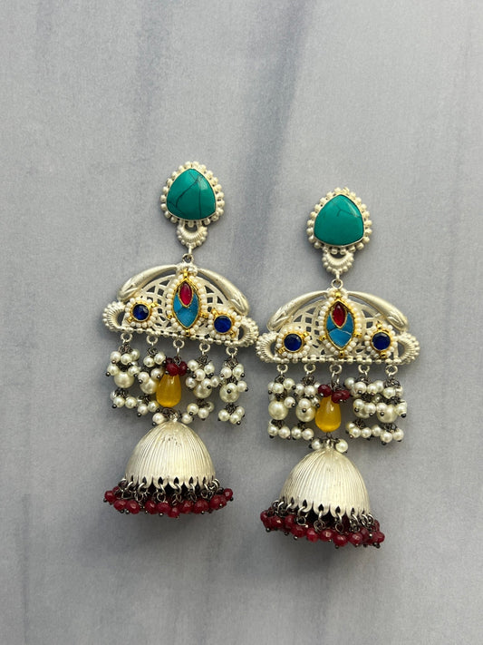 Oxidised Meenakari Earrings 6756 - Mahilas