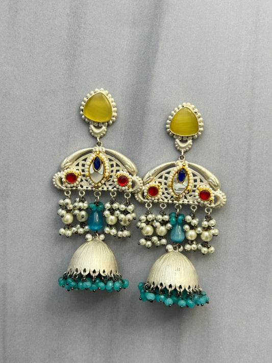 Oxidised Meenakari Earrings 6758 - Mahilas