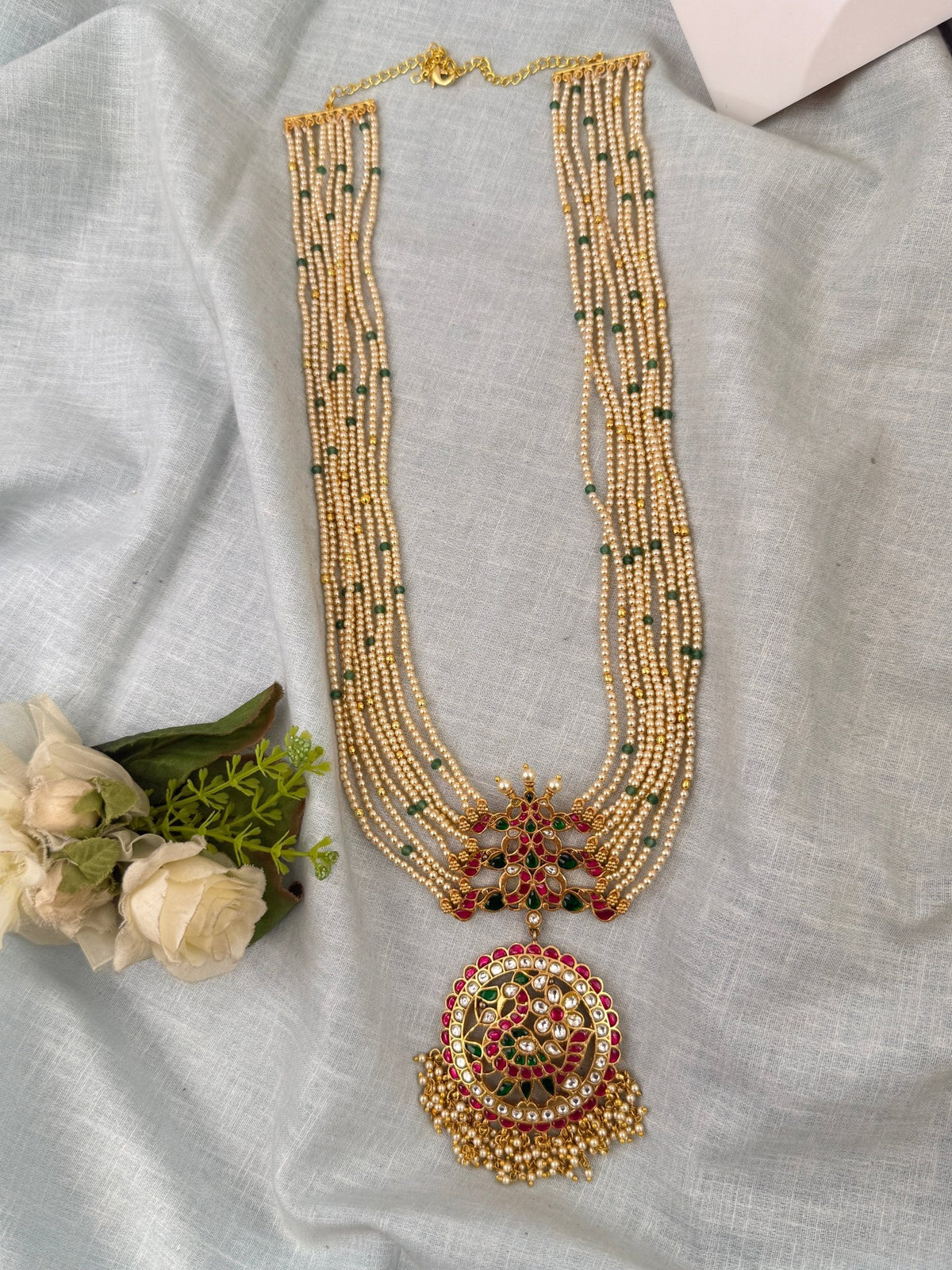 Pearl Layered Necklace Peacock Pendant Premium | N0661 - Mahilas