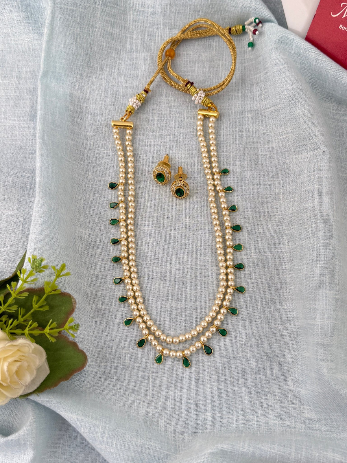 Pearl Layered Necklace Premium Long Set | N1166 - Mahilas