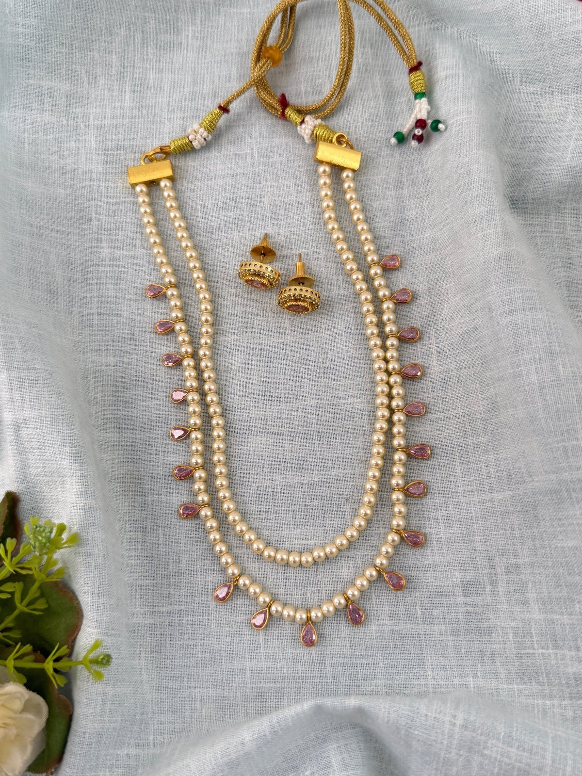 Pearl Layered Necklace Premium Long Set | N1167 - Mahilas