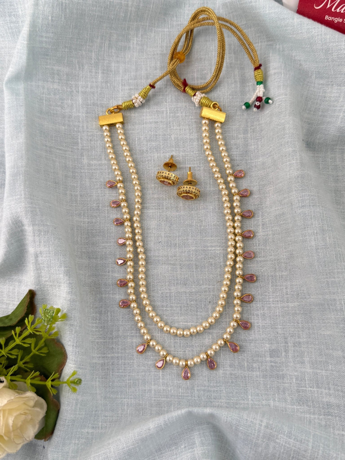 Pearl Layered Necklace Premium Long Set | N1167 - Mahilas