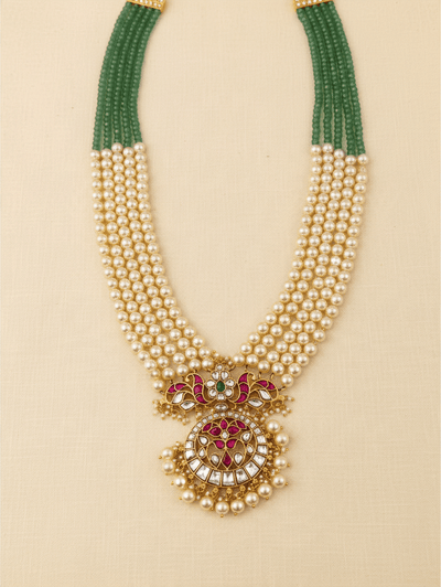 Pearl Layered Necklce Jadau Kundan Premium | N1100 - Mahilas