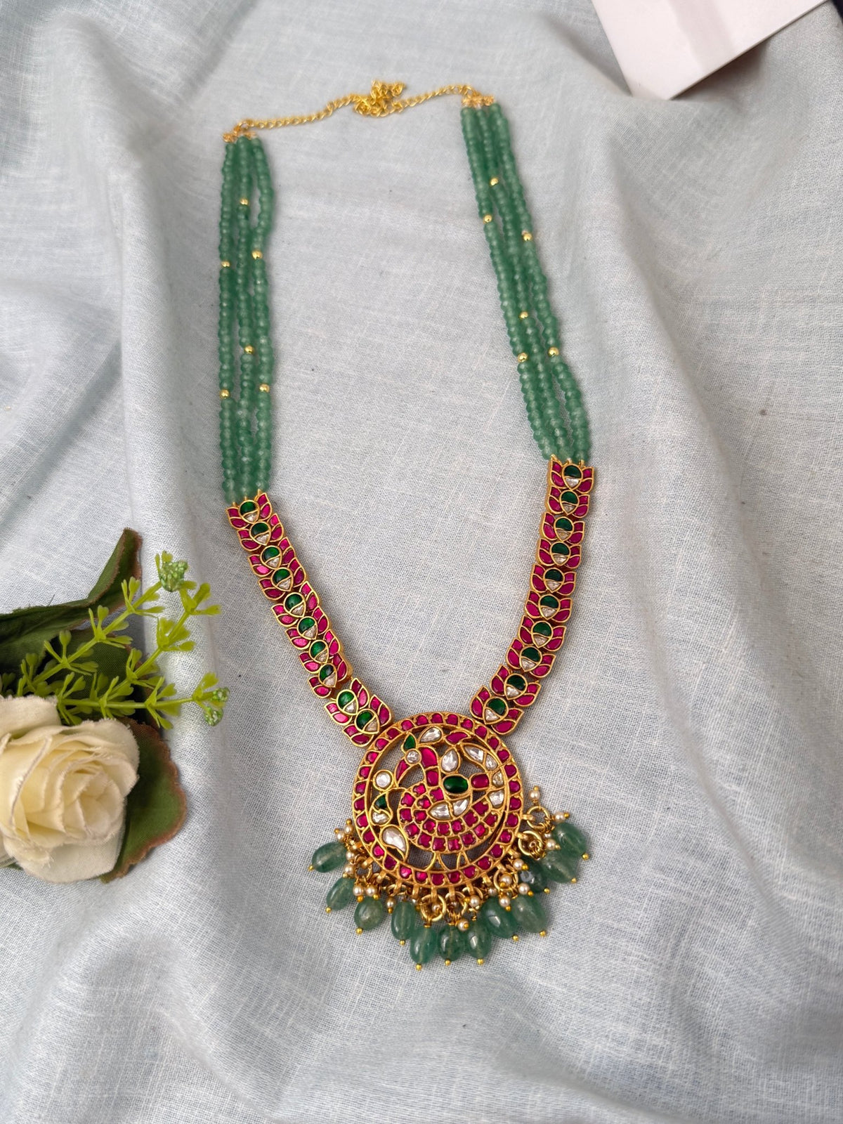 Pearl Necklace Peacock Jadau Kundan Premium | N0653 - Mahilas