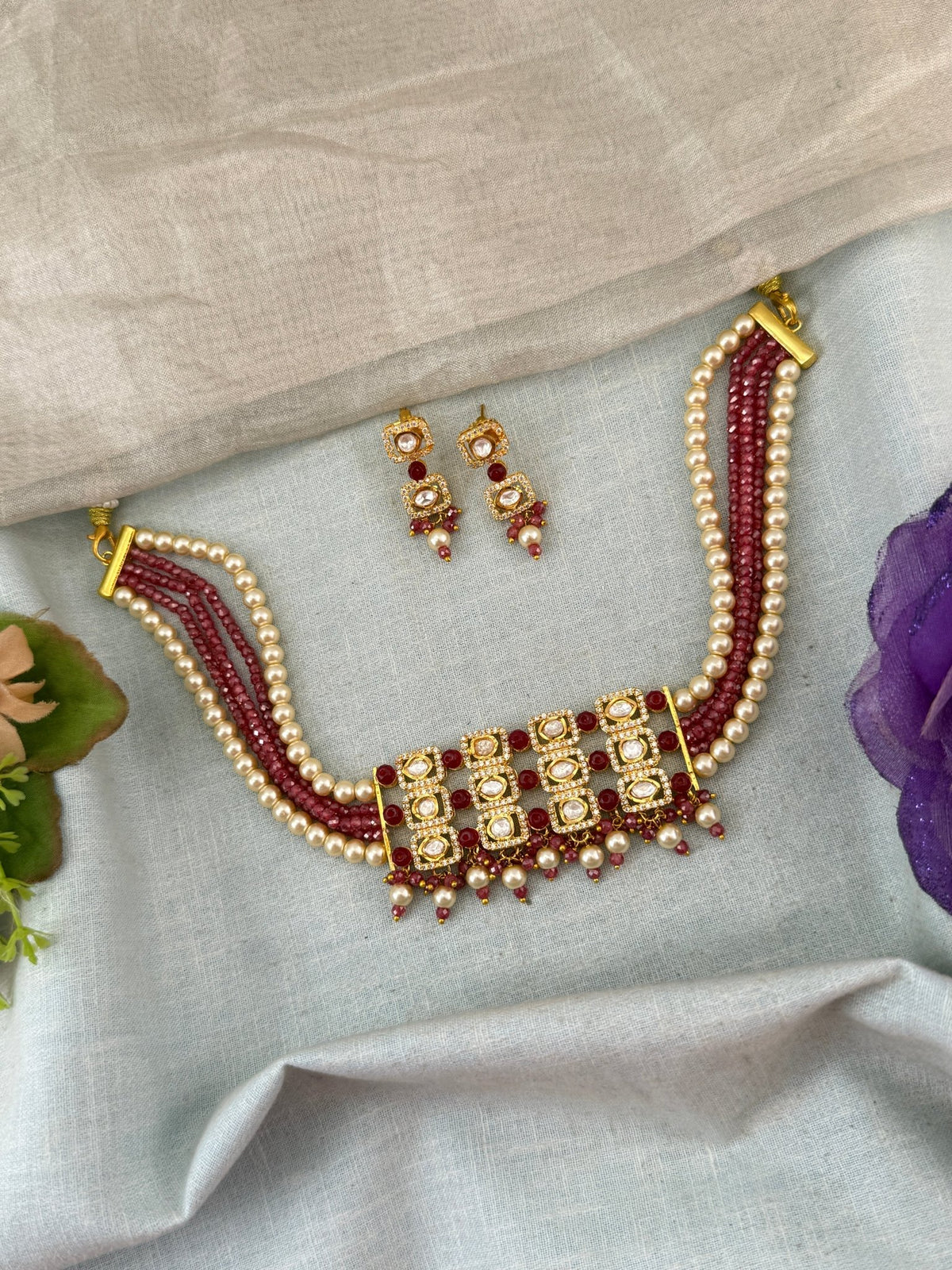 Pearl Stone Choker Necklace | N0127 - Mahilas