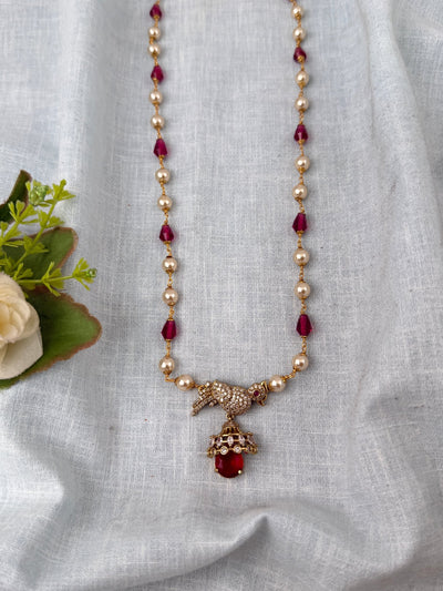 Pearl Stone Pendant Necklace Premium | N0372 - Mahilas