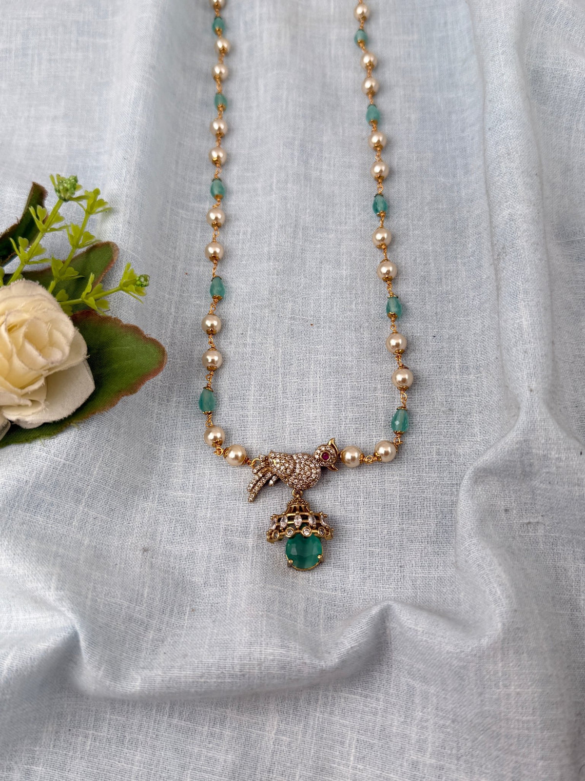 Pearl Stone Pendant Necklace Premium | N0374 - Mahilas
