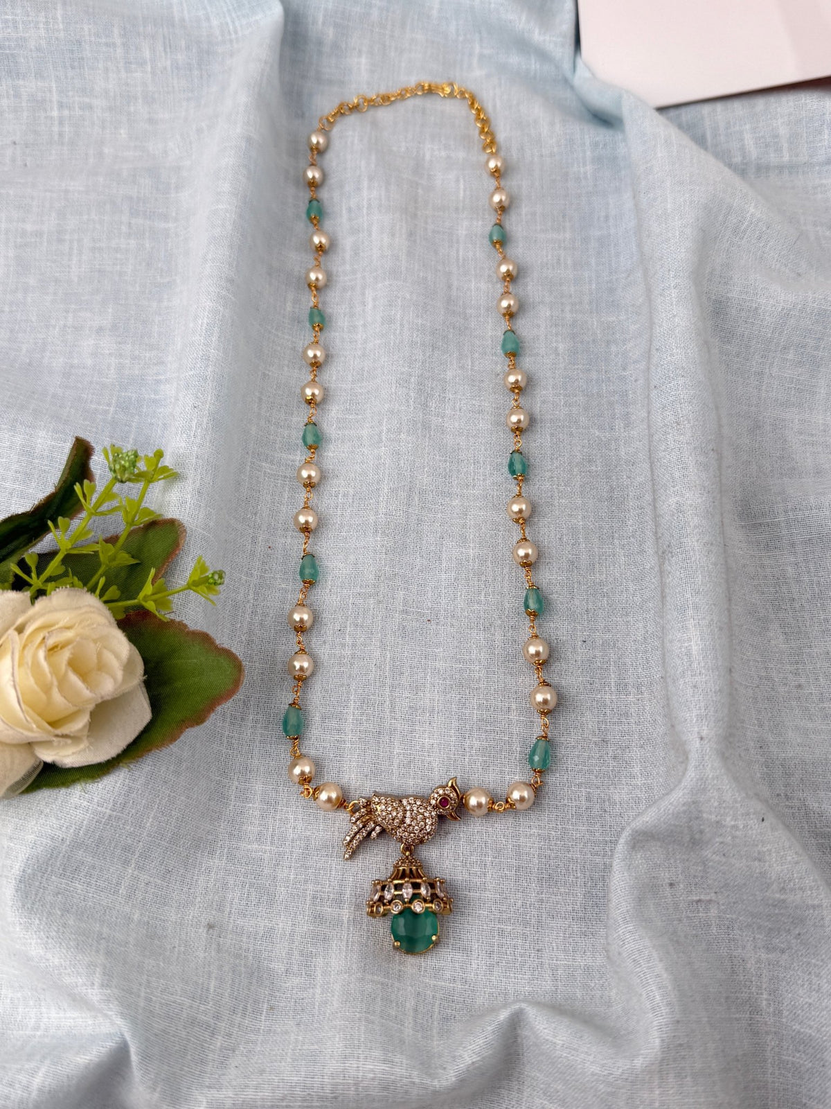 Pearl Stone Pendant Necklace Premium | N0374 - Mahilas