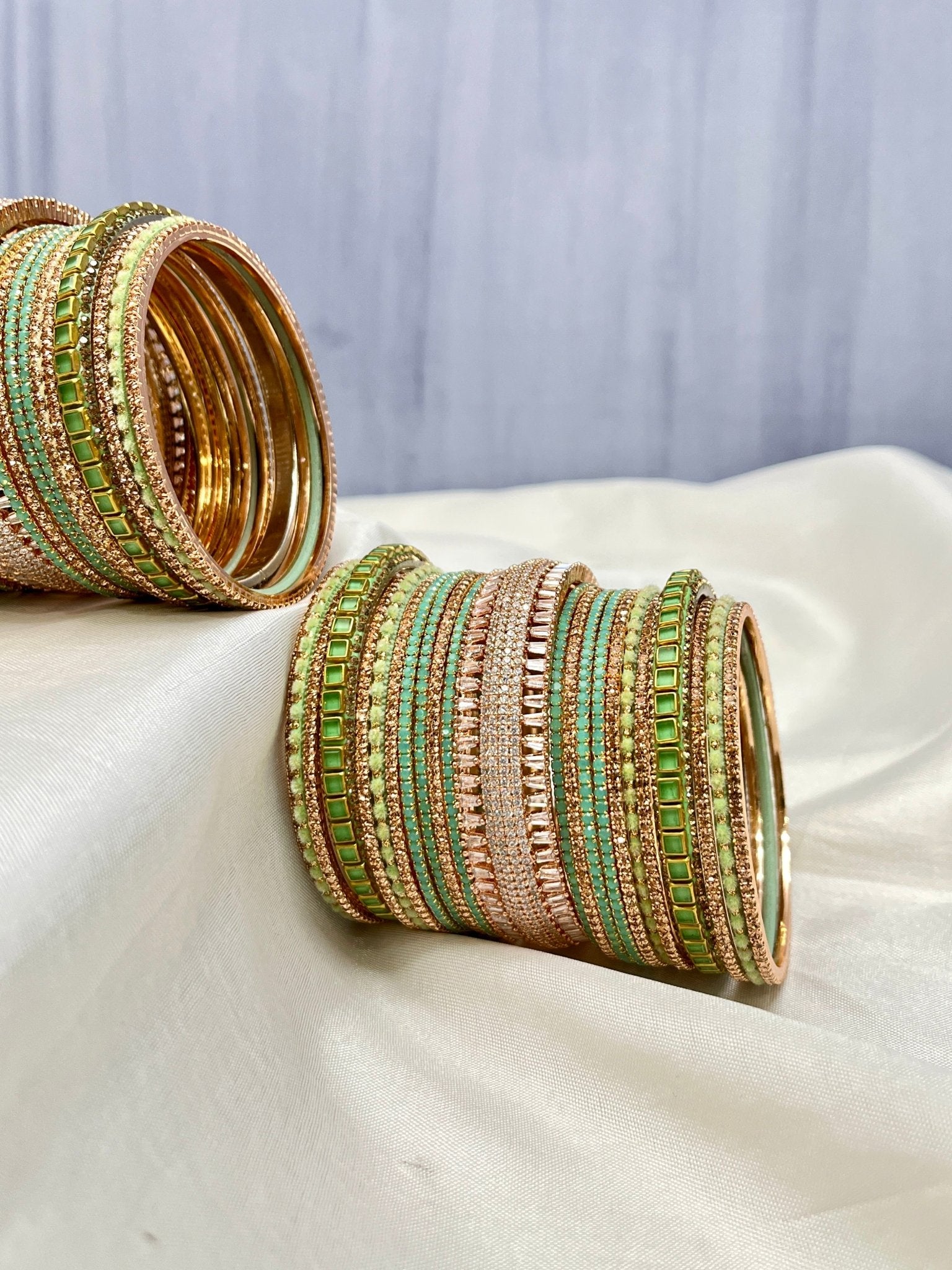 Premium Designer Gold, Rose Gold and Pastel Shades Bangles Set 5090 - Mahilas