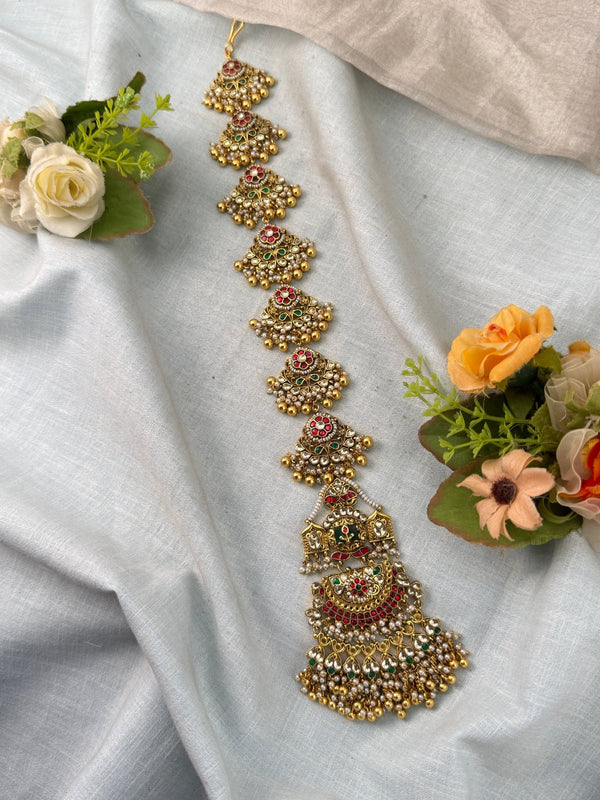 Premium Jadau Kundan Bridal Mid Long Jade 0172