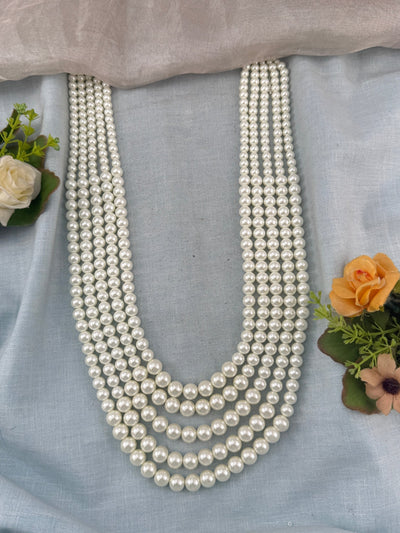 Premium Long Layer Pearl Mala Necklace | N0362 - Mahilas