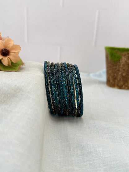 Premium Metal Bangles with Rain Drop Glass Bangles 3468 - Make your own box - Mahilas