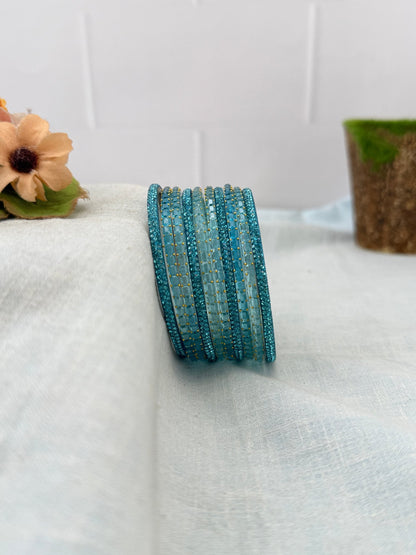 Premium Metal Bangles with Rain Drop Glass Bangles 3468 - Make your own box - Mahilas