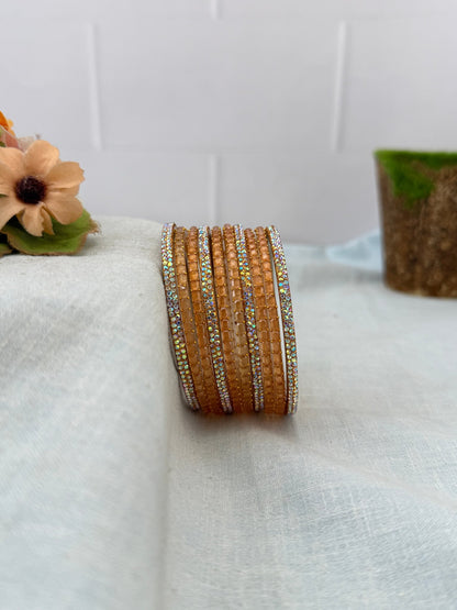 Premium Metal Bangles with Rain Drop Glass Bangles 3468 - Make your own box - Mahilas