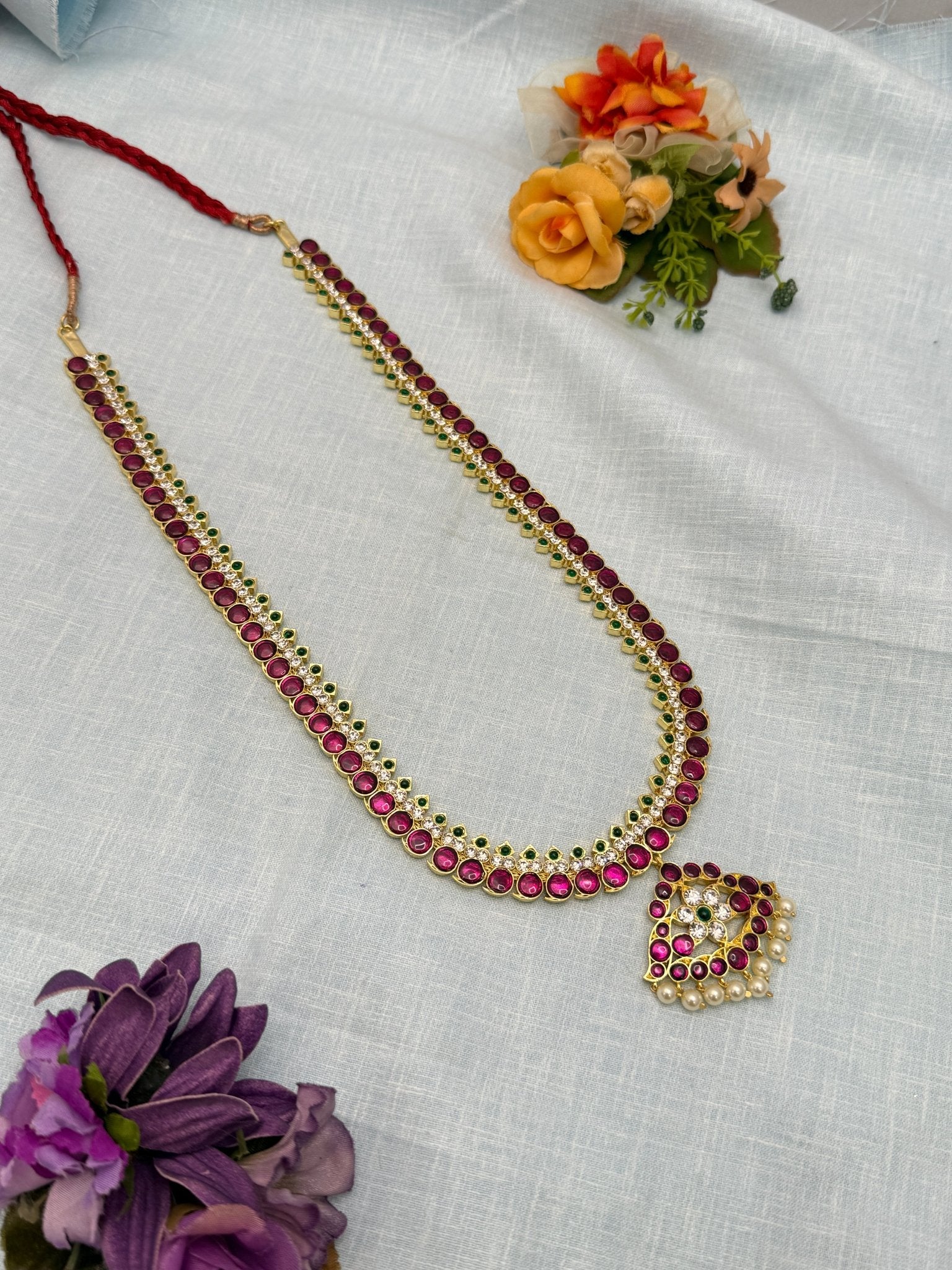 Premium Temple Long Necklace 008 - Mahilas