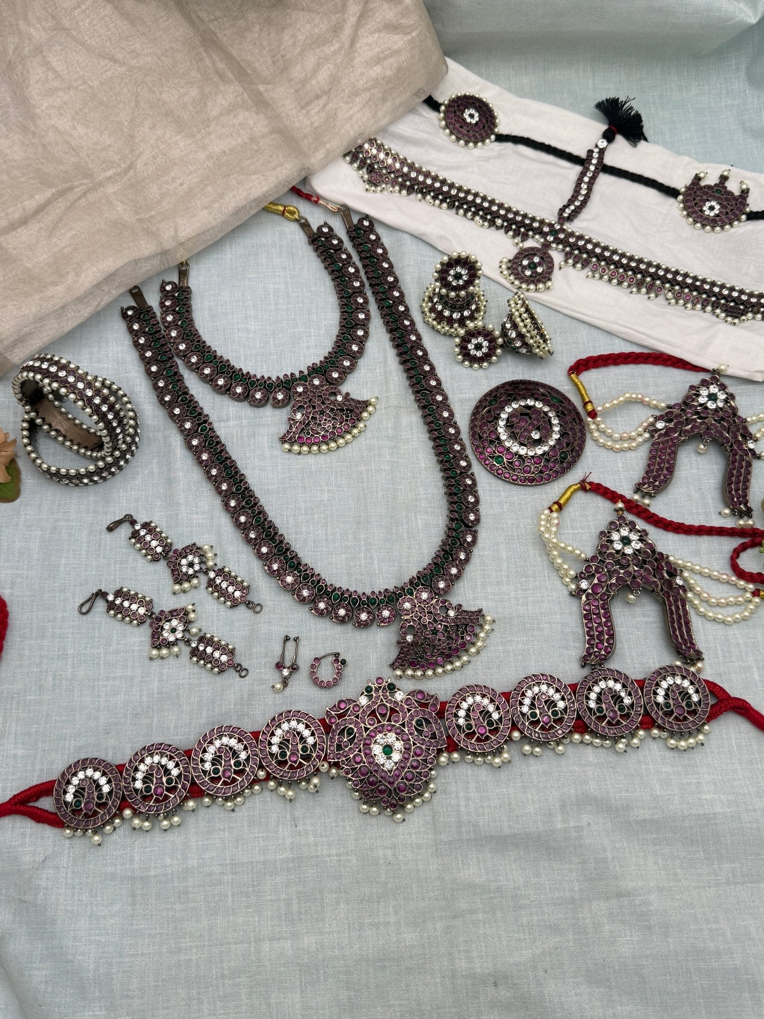 Pure Brass Kemp Bharatnatyam Dark Finish Full Set 181 - Mahilas