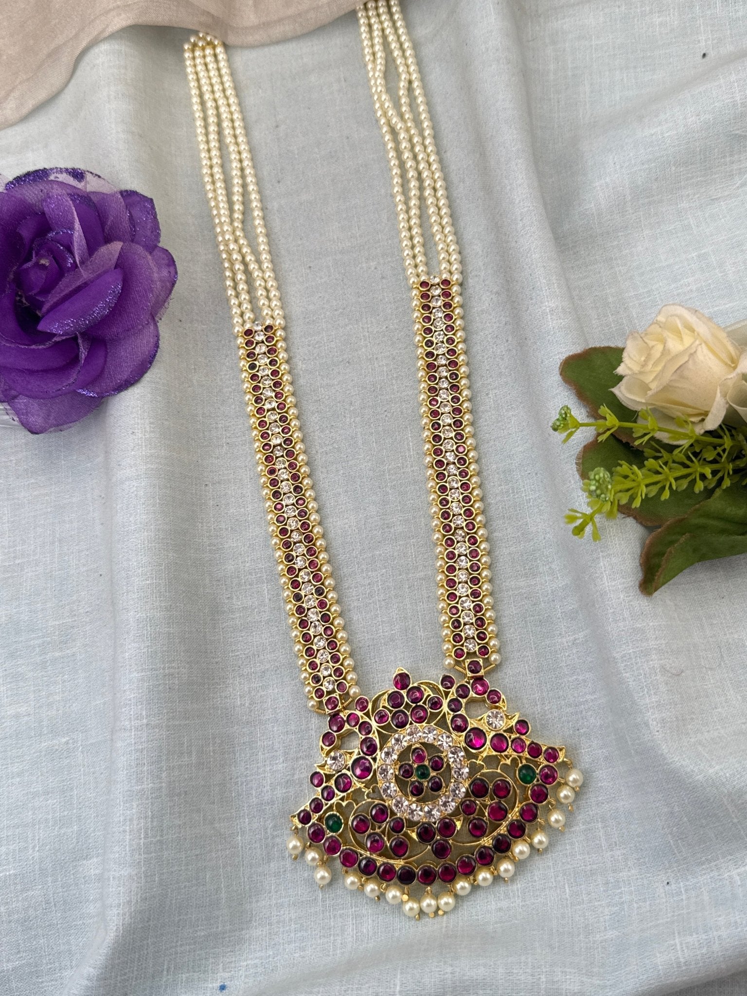 Pure Brass Kemp Temple Long Necklace 034 - Mahilas