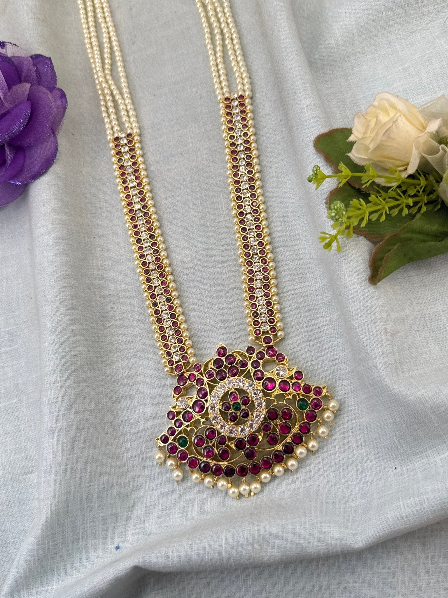 Pure Brass Kemp Temple Long Necklace 034 - Mahilas
