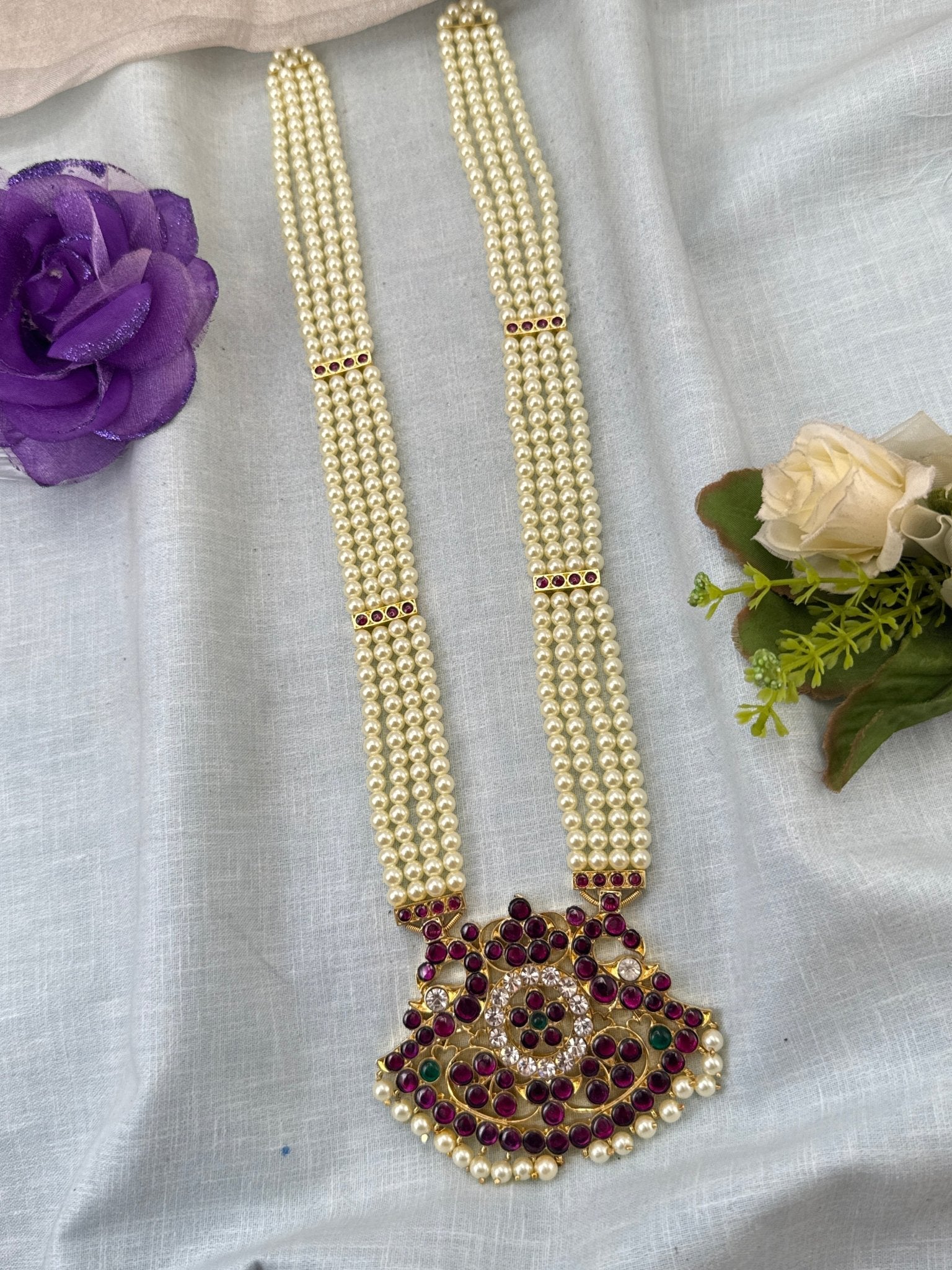 Pure Brass Kemp Temple Long Necklace 035 - Mahilas