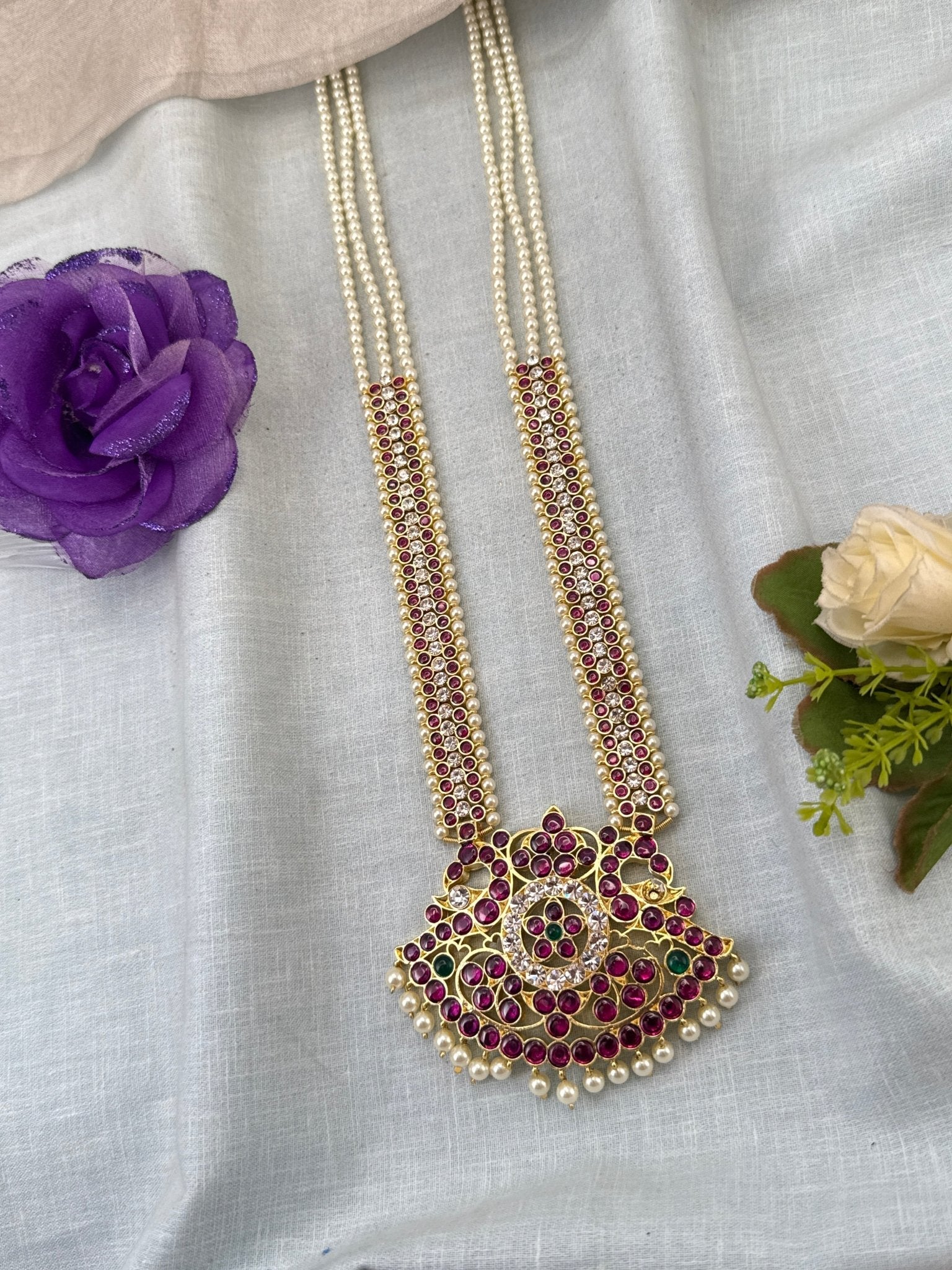 Pure Brass Kemp Temple Long Necklace 036 - Mahilas
