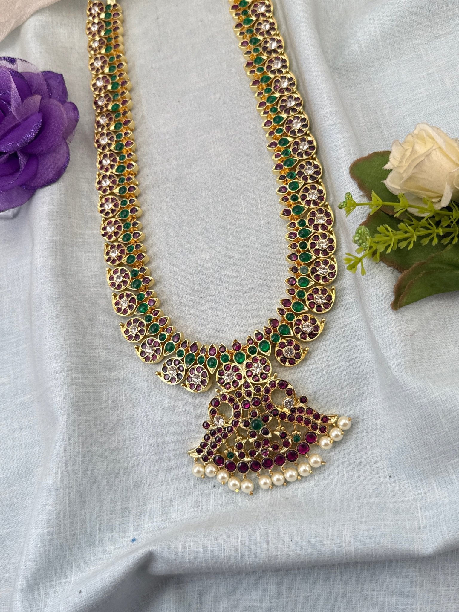 Pure Brass Kemp Temple Long Necklace 037 - Mahilas
