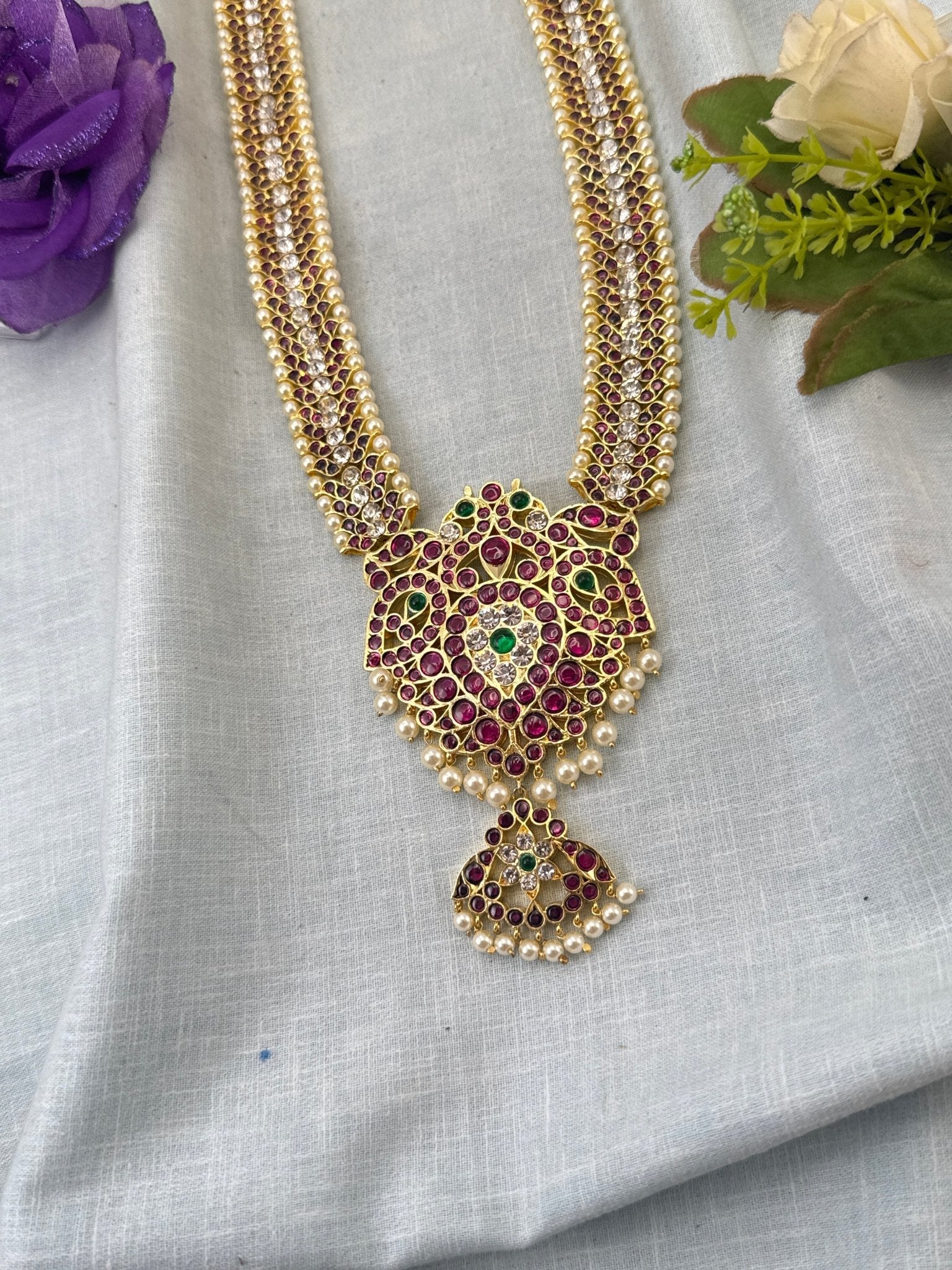 Pure Brass Kemp Temple Long Necklace 040 - Mahilas