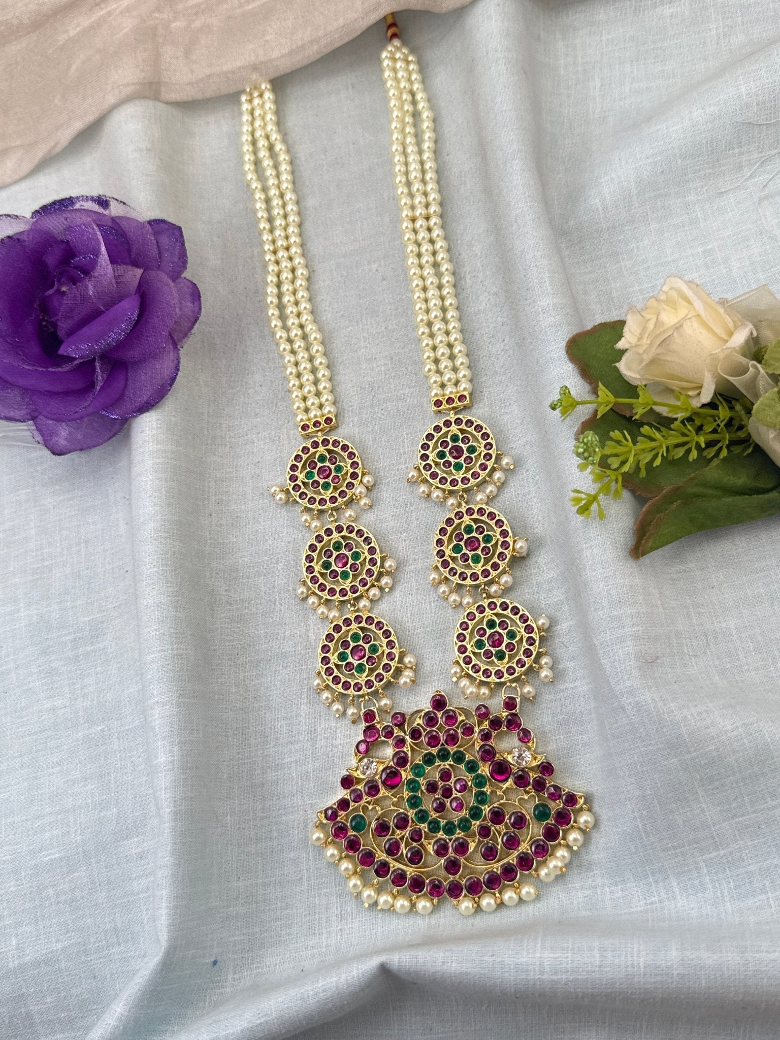 Pure Brass Kemp Temple Long Necklace 042 - Mahilas