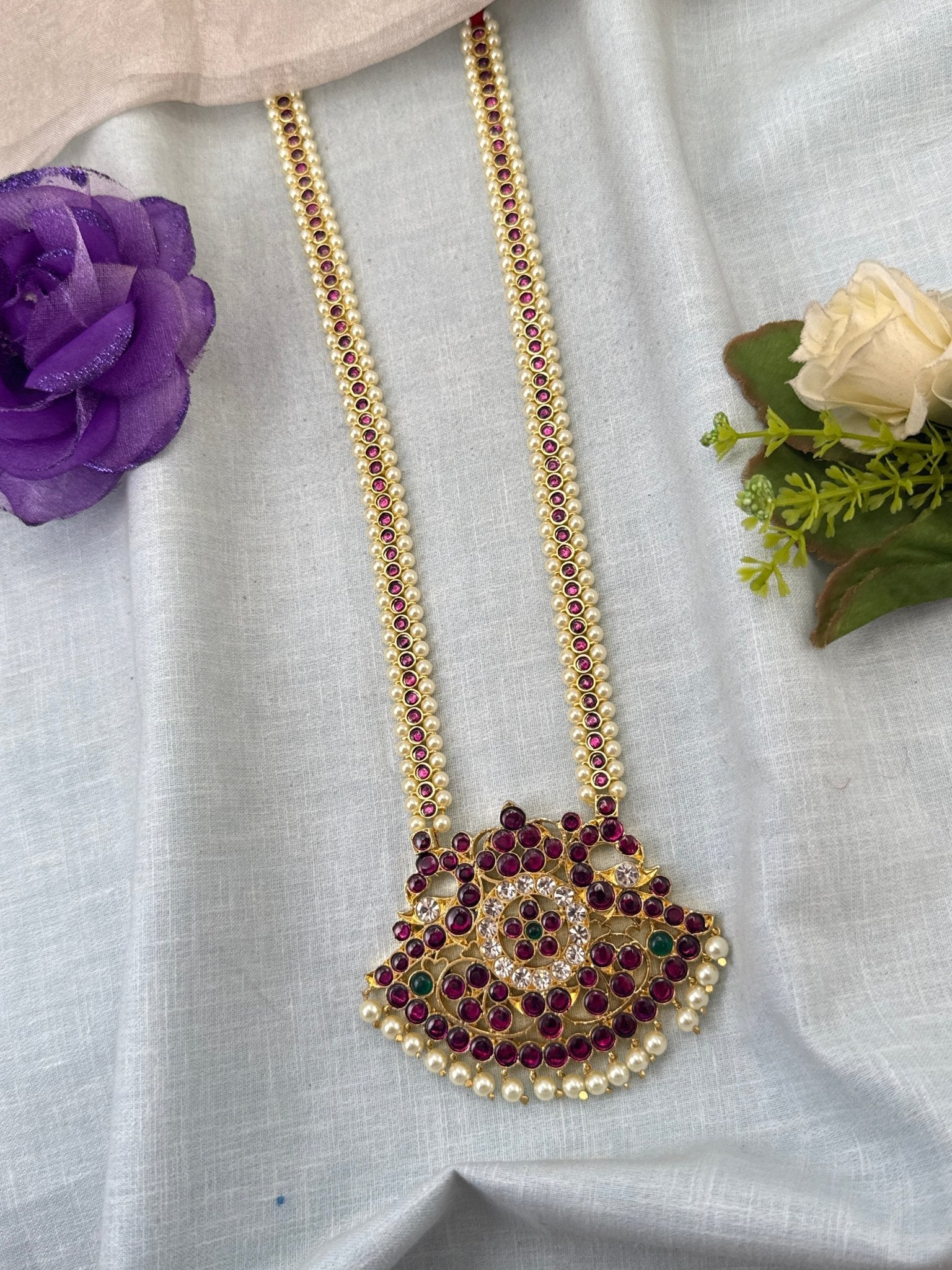 Pure Brass Kemp Temple Long Necklace 043 - Mahilas