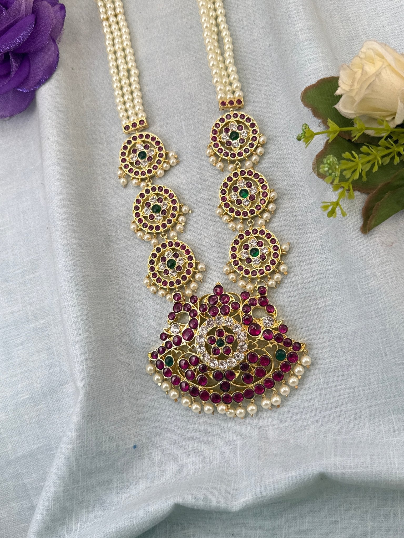 Pure Brass Kemp Temple Long Necklace 048 - Mahilas
