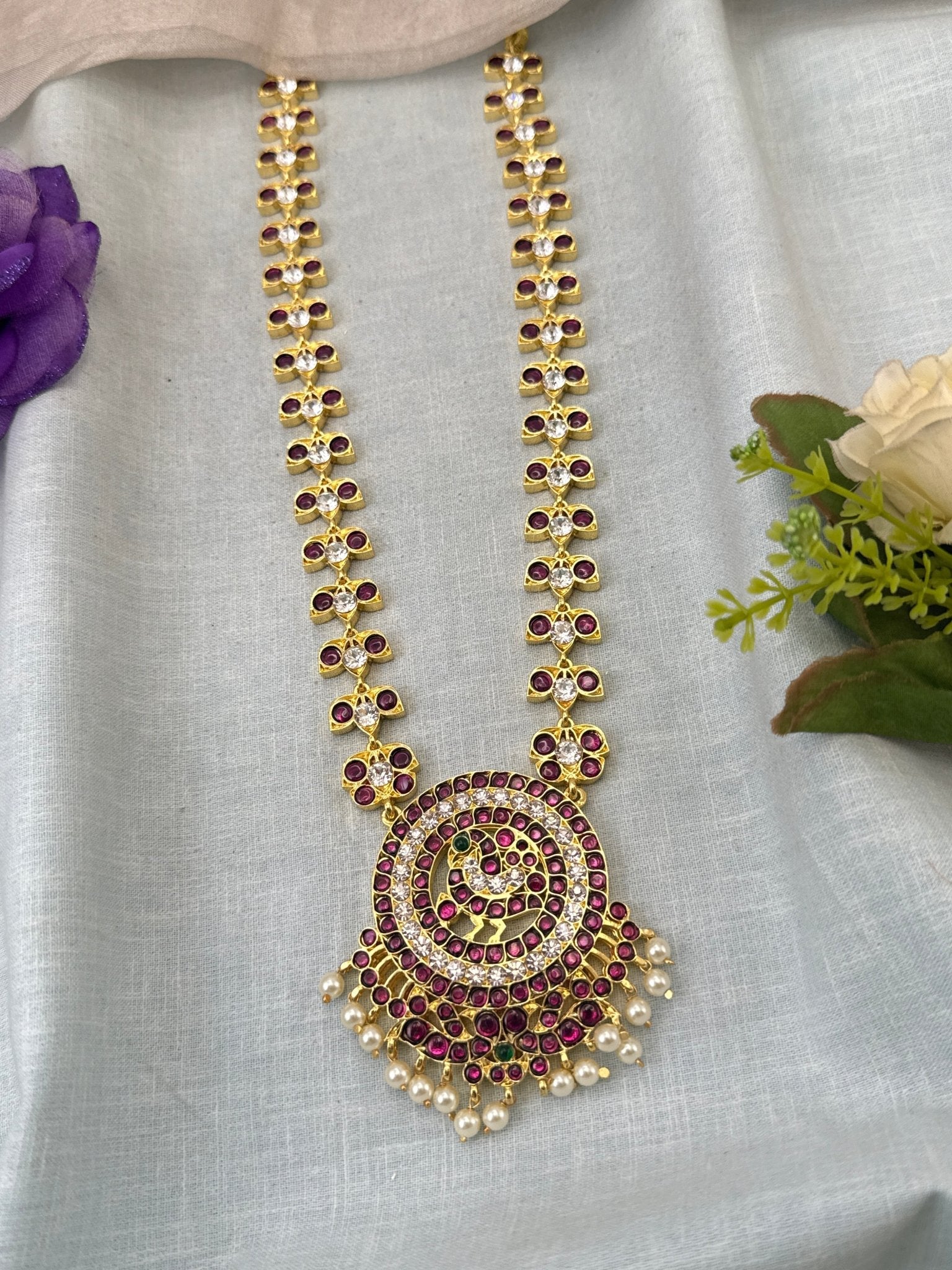 Pure Brass Kemp Temple Long Necklace 052 - Mahilas