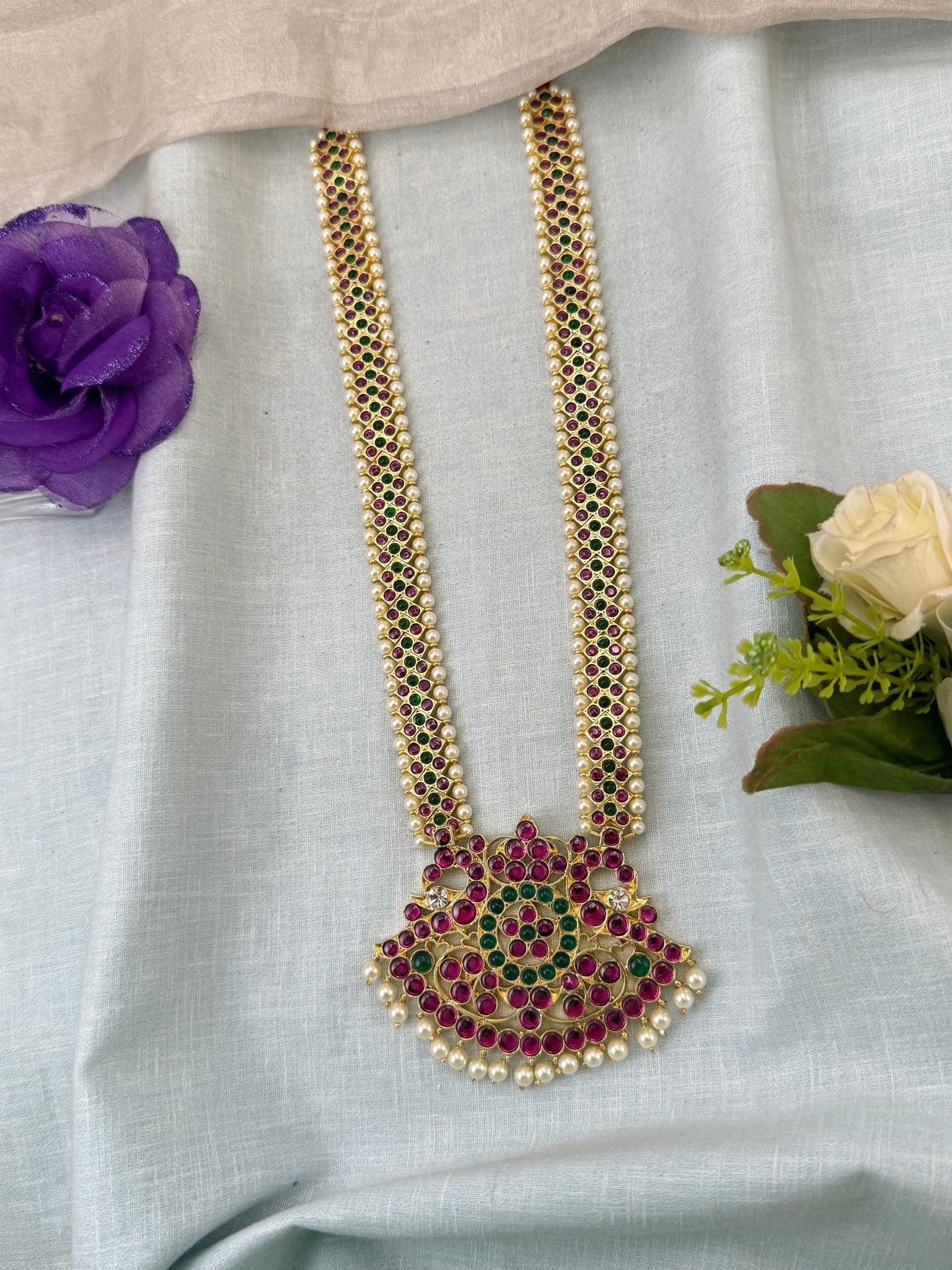 Pure Brass Kemp Temple Long Necklace 053 - Mahilas